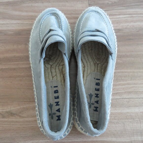 MANEBI Hamptons Loafers Espadrilles in Gray Suede Minimalist Quiet Luxury US 6 - Picture 7 of 13